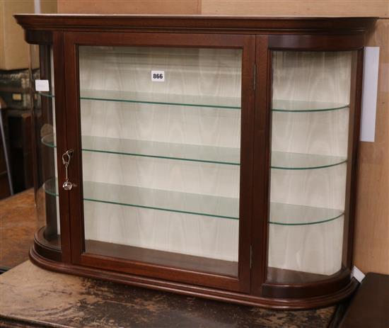 A mahogany wall display cabinet W.88cm.